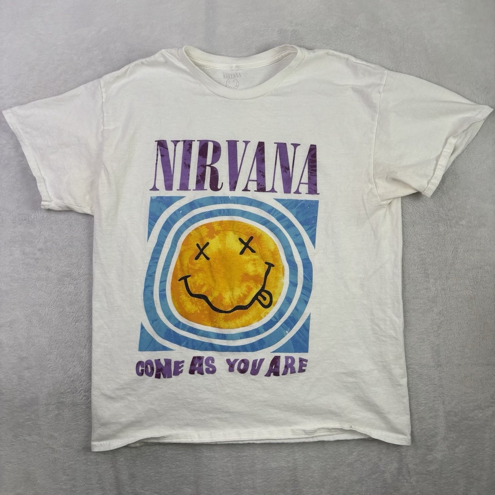 Nirvana Gone As You Are White Short Sleeve Graphic Band Shirt Women's Large